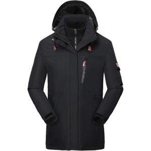 image:imageFlygo Mens Fleece Lined 3 in 1 Windproof Waterproof Rain JacketBlack