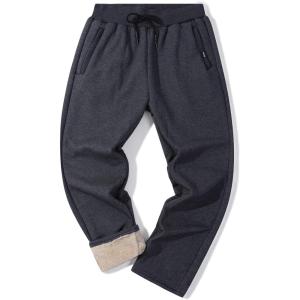 image:imageFlygo Mens Fleece Lined Sweatpants Active Running Winter Fleece Joggers Pants01 Greystraight Hem