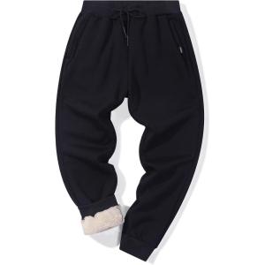 image:imageFlygo Mens Fleece Lined Sweatpants Active Running Winter Fleece Joggers Pants02 Blackelasticized Hem