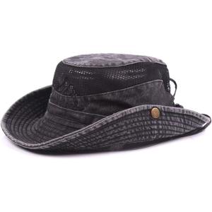 image:imageFlygo Mens Outdoor Wide Brim Bucket Mesh Side Snap Fishing Hat Safari CapBlack