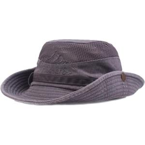 image:imageFlygo Mens Outdoor Wide Brim Bucket Mesh Side Snap Fishing Hat Safari CapGrey