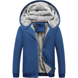image:imageFlygo Mens Winter Sherpa Lined Zip Up Hoodies Sweatshirt CoatBlue