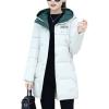 image:imageFlygo Womens Puffer Parka Jacket Thickened Hooded Long Quilted Insulated Warm Coat Medium White