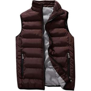 image:imageFlygo Mens Lightweight Warm Down Quilted Puffer Vest Small Coffee