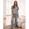 image:imageFlygo Womens Gingham 2 Piece Pajama Sets Cotton Plaid Puff Short Sleeve Ruffle Shirts Cute Lounge Pj Pants Sleepwear OutfitsBlack