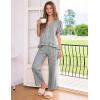 image:imageFlygo Womens Gingham 2 Piece Pajama Sets Cotton Plaid Puff Short Sleeve Ruffle Shirts Cute Lounge Pj Pants Sleepwear OutfitsBlack