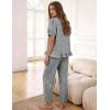 image:imageFlygo Womens Gingham 2 Piece Pajama Sets Cotton Plaid Puff Short Sleeve Ruffle Shirts Cute Lounge Pj Pants Sleepwear OutfitsBlack