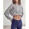 image:imageFlygo Womens Sweatshirts Pullover Tops Drop Shoulder Running Activewear Casual Gym WorkoutGreyL