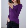 image:imageFlygo Womens Thermal Underwear Tops Round Neck Fleece Lined Baselayer ShirtsPurple
