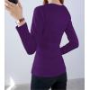 image:imageFlygo Womens Thermal Underwear Tops Round Neck Fleece Lined Baselayer ShirtsPurple