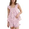 image:imageFlygo Womens Floral Pajama Set 2 Piece Summer Ruffle Cami Top amp Shorts Soft Cotton Loungewear Sleepwear with PocketsRose
