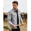 image:imageFlygo Long Sleeve Work Shirts for Men Casual Cotton Button Down Western Cowboy Cargo Shirt for Hiking Safari CampingLight Grey