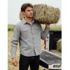 image:imageFlygo Long Sleeve Work Shirts for Men Casual Cotton Button Down Western Cowboy Cargo Shirt for Hiking Safari CampingLight Grey