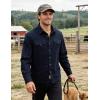 image:imageFlygo Long Sleeve Work Shirts for Men Casual Cotton Button Down Western Cowboy Cargo Shirt for Hiking Safari CampingNavy