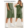image:imageFlygo Boys Girls Cotton Shorts Acid Washed Active Pull On Jogger Shorts Kids Casual Athletic Loose Fit 516YArmy Green