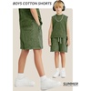 image:imageFlygo Boys Girls Cotton Shorts Acid Washed Active Pull On Jogger Shorts Kids Casual Athletic Loose Fit 516YArmy Green