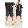 image:imageFlygo Boys Girls Cotton Shorts Acid Washed Active Pull On Jogger Shorts Kids Casual Athletic Loose Fit 516YBlackdarkgrey