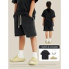 image:imageFlygo Boys Girls Cotton Shorts Acid Washed Active Pull On Jogger Shorts Kids Casual Athletic Loose Fit 516YBlackgreen