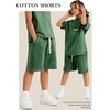 image:imageFlygo Boys Girls Cotton Shorts Acid Washed Active Pull On Jogger Shorts Kids Casual Athletic Loose Fit 516YGreen