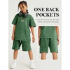 image:imageFlygo Boys Girls Cotton Shorts Acid Washed Active Pull On Jogger Shorts Kids Casual Athletic Loose Fit 516YGreen