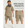 image:imageFlygo Boys Girls Cotton Shorts Acid Washed Active Pull On Jogger Shorts Kids Casual Athletic Loose Fit 516YKhaki