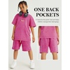 image:imageFlygo Boys Girls Cotton Shorts Acid Washed Active Pull On Jogger Shorts Kids Casual Athletic Loose Fit 516YRose