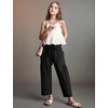 image:imageFlygo Girls Wide Leg Pants Casual Flowy Elastic Waist Palazzo Harem Trousers with PocketsBlack