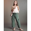 image:imageFlygo Girls Wide Leg Pants Casual Flowy Elastic Waist Palazzo Harem Trousers with PocketsGreen