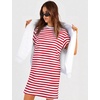 image:imageFlygo Womens Summer T Shirt Dress Cotton Striped Short Sleeve Crewneck Mini Dresses Casual Shift Short Dress with PocketsRedwhite