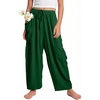 image:imageFlygo Girls Wide Leg Pants Casual Flowy Elastic Waist Palazzo Harem Trousers with PocketsDarkgreen