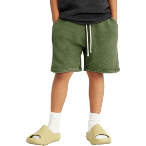 image:imageFlygo Boys Girls Cotton Shorts Acid Washed Active Pull On Jogger Shorts Kids Casual Athletic Loose Fit 516YArmy Green