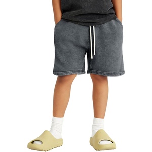 image:imageFlygo Boys Girls Cotton Shorts Acid Washed Active Pull On Jogger Shorts Kids Casual Athletic Loose Fit 516YDark Grey