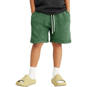 image:imageFlygo Boys Girls Cotton Shorts Acid Washed Active Pull On Jogger Shorts Kids Casual Athletic Loose Fit 516YGreen