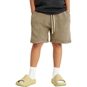 image:imageFlygo Boys Girls Cotton Shorts Acid Washed Active Pull On Jogger Shorts Kids Casual Athletic Loose Fit 516YKhaki