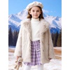 image:imageFlygo Girls Faux Fur Coat Fluffy Winter Fur Jacket Midi Lapel Long Sleeve Furry Shaggy Coats Outerwear 514 YearsBeige