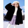 image:imageFlygo Girls Faux Fur Coat Fluffy Winter Fur Jacket Midi Lapel Long Sleeve Furry Shaggy Coats Outerwear 514 YearsBlack
