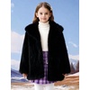 image:imageFlygo Girls Faux Fur Coat Fluffy Winter Fur Jacket Midi Lapel Long Sleeve Furry Shaggy Coats Outerwear 514 YearsBlack