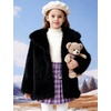 image:imageFlygo Girls Faux Fur Coat Fluffy Winter Fur Jacket Midi Lapel Long Sleeve Furry Shaggy Coats Outerwear 514 YearsBlack
