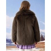 image:imageFlygo Girls Faux Fur Coat Fluffy Winter Fur Jacket Midi Lapel Long Sleeve Furry Shaggy Coats Outerwear 514 YearsBrown