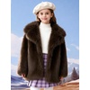 image:imageFlygo Girls Faux Fur Coat Fluffy Winter Fur Jacket Midi Lapel Long Sleeve Furry Shaggy Coats Outerwear 514 YearsBrown