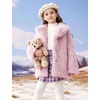 image:imageFlygo Girls Faux Fur Coat Fluffy Winter Fur Jacket Midi Lapel Long Sleeve Furry Shaggy Coats Outerwear 514 YearsPink