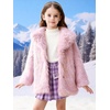 image:imageFlygo Girls Faux Fur Coat Fluffy Winter Fur Jacket Midi Lapel Long Sleeve Furry Shaggy Coats Outerwear 514 YearsPink