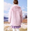 image:imageFlygo Girls Faux Fur Coat Fluffy Winter Fur Jacket Midi Lapel Long Sleeve Furry Shaggy Coats Outerwear 514 YearsPink