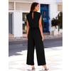 image:imageFlygo Jumpsuits for Women Crewneck Cap Sleeve Open Back One Piece Outfits Wide Leg Drawstring Romper Pants with PocketsBlack
