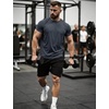 image:imageFlygo Mens Workout Shirts Dry Fit Underarm Mesh Athletic Cooling TShirt Short Raglan Sleeve Moisture Wicking Gym TopsDarkgrey