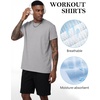 image:imageFlygo Mens Workout Shirts Dry Fit Underarm Mesh Athletic Cooling TShirt Short Raglan Sleeve Moisture Wicking Gym TopsGrey