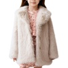 image:imageFlygo Girls Faux Fur Coat Fluffy Winter Fur Jacket Midi Lapel Long Sleeve Furry Shaggy Coats Outerwear 514 YearsBeige
