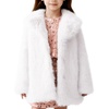 image:imageFlygo Girls Faux Fur Coat Fluffy Winter Fur Jacket Midi Lapel Long Sleeve Furry Shaggy Coats Outerwear 514 YearsWhite