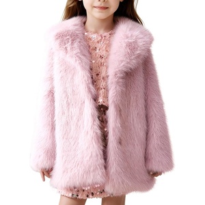 image:imageFlygo Girls Faux Fur Coat Fluffy Winter Fur Jacket Midi Lapel Long Sleeve Furry Shaggy Coats Outerwear 514 YearsPink