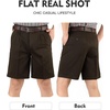 image:imageFlygo Mens Classic Fit 7 Inseam Chino Oxford Shorts Pleated Flat Golf ShortsCoffeeXL